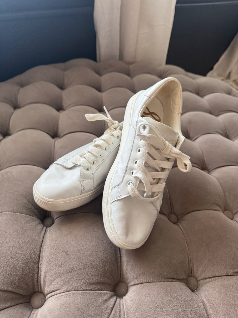 Sam Edelman White Leather Low-Top Sneakers